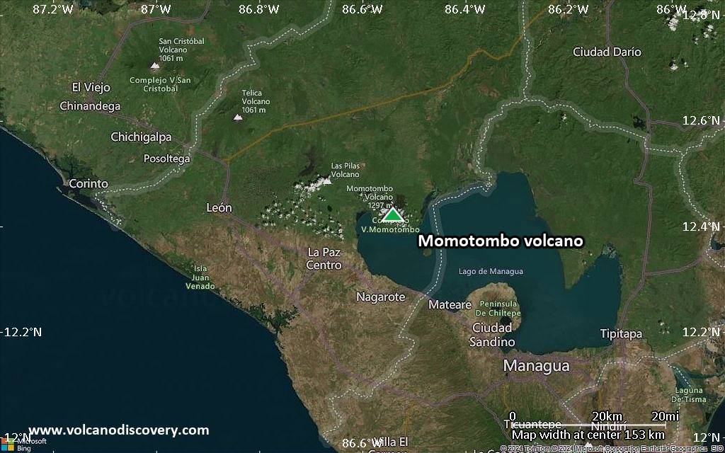 Satellite/aerial-type map of Momotombo volcano (local scale small)