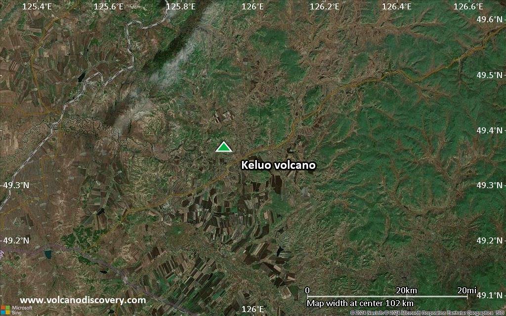 Satellite/aerial-type map of Keluo volcano (local scale small)