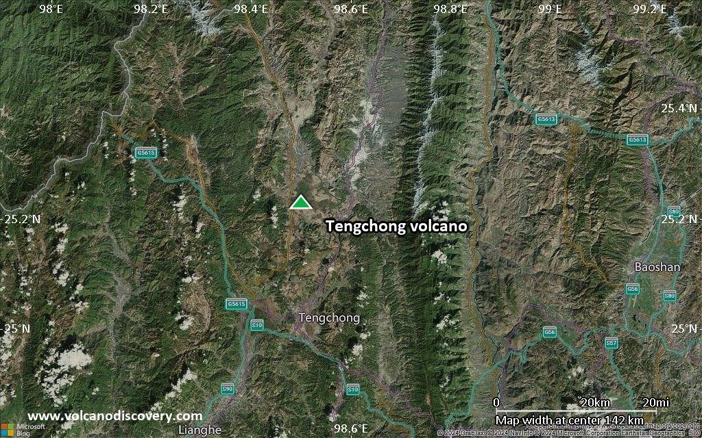 Satellite/aerial-type map of Tengchong volcano (local scale small)