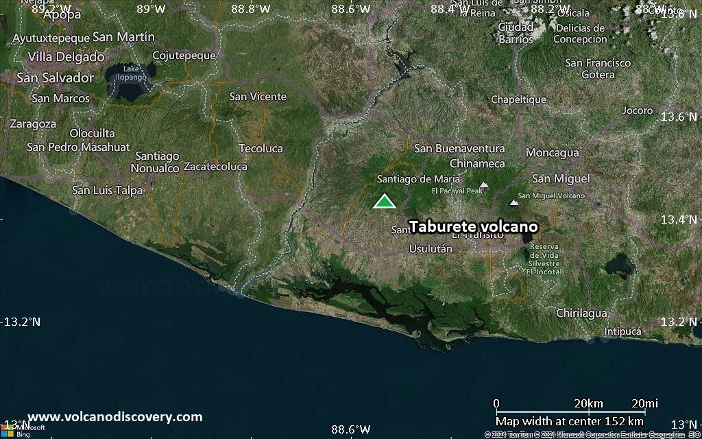 Satellite/aerial-type map of Taburete volcano (local scale small)