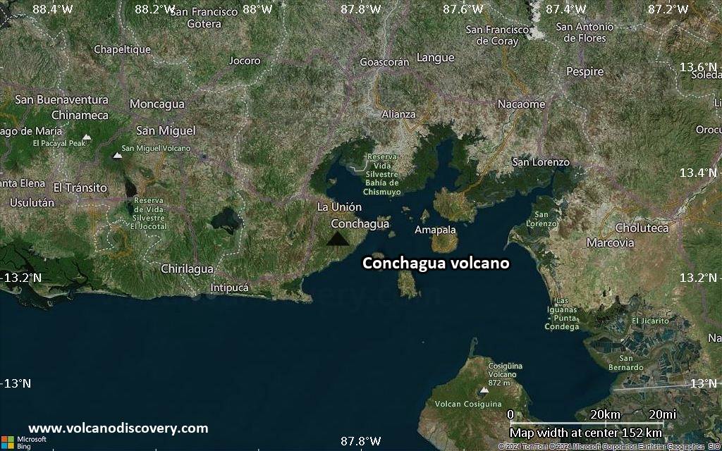 Satellite/aerial-type map of Conchagua volcano (local scale small)