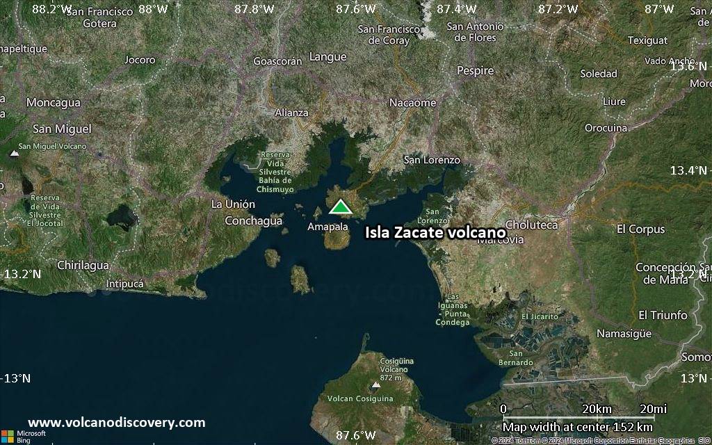 Satellite/aerial-type map of Isla Zacate volcano (local scale small)