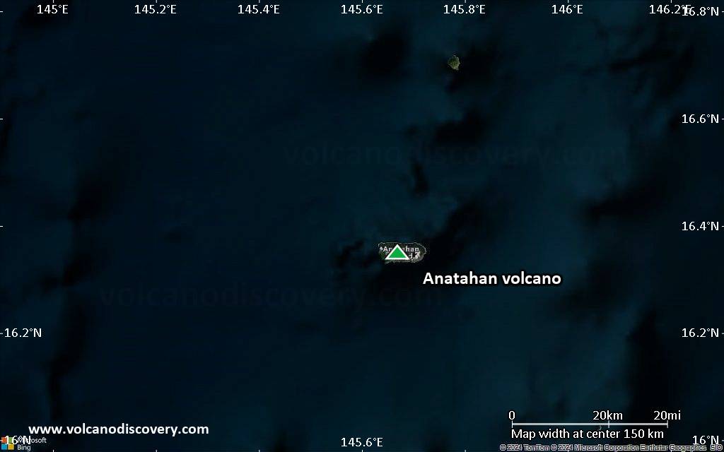 Satellite/aerial-type map of Anatahan volcano (local scale small)