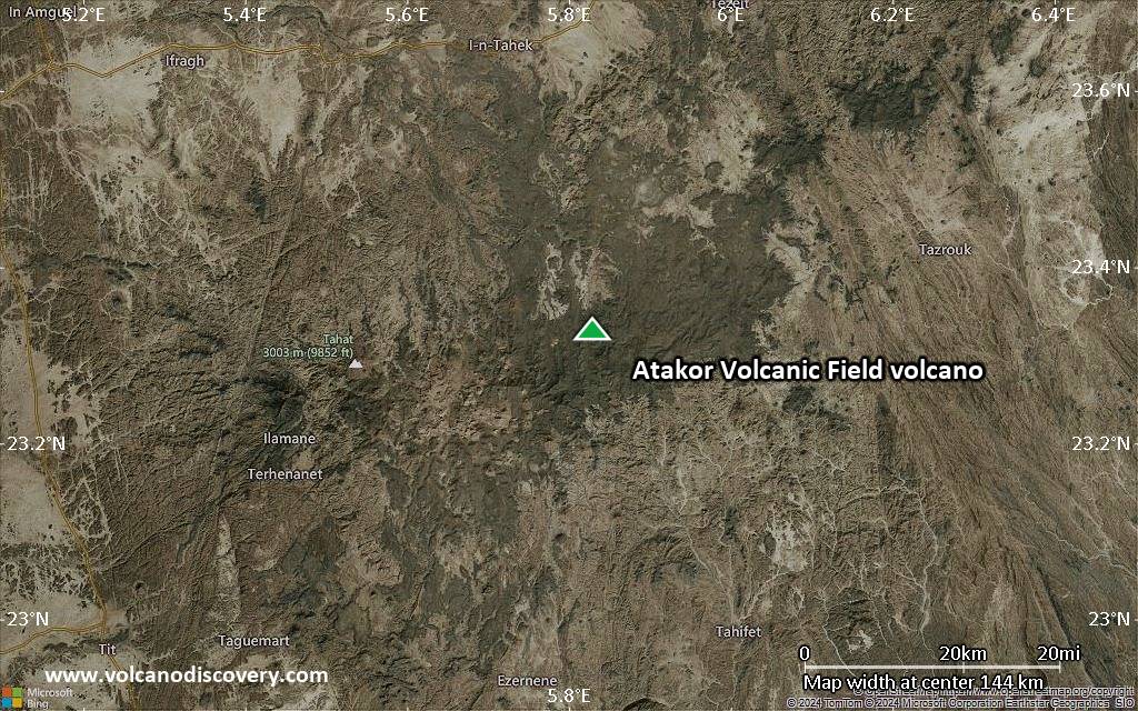 Satellite/aerial-type map of Atakor Volcanic Field volcano (local scale small)