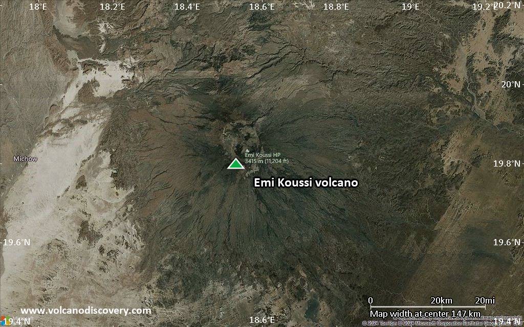 Satellite/aerial-type map of Emi Koussi volcano (local scale small)