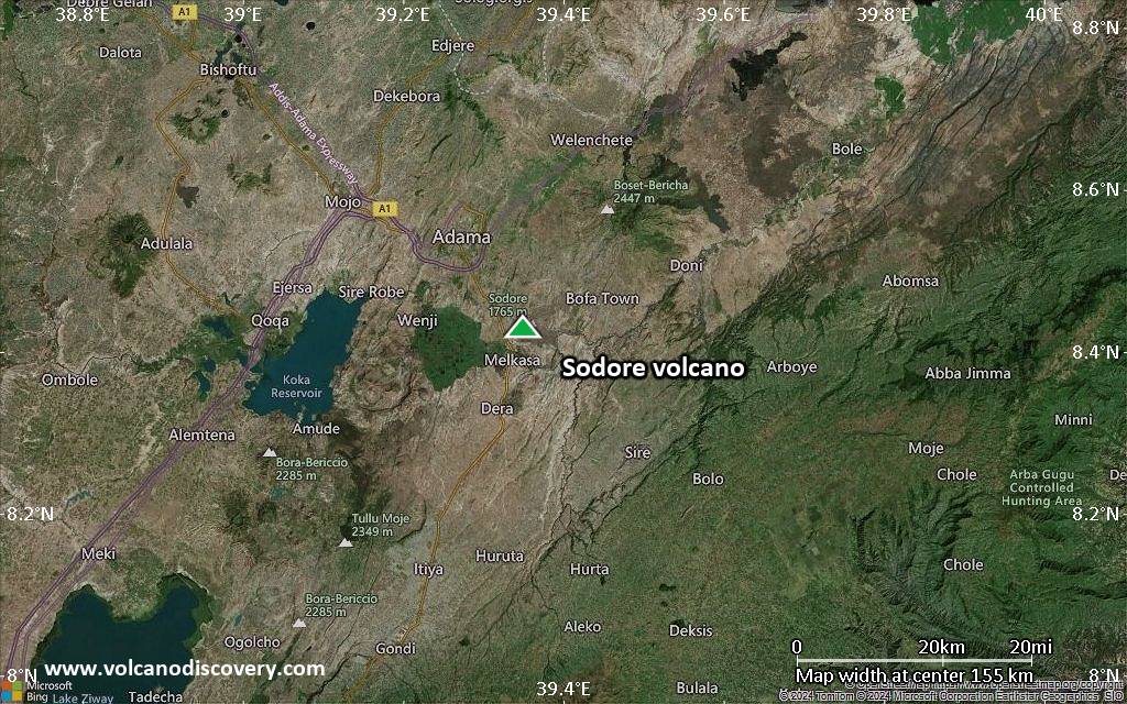 Satellite/aerial-type map of Sodore volcano (local scale small)