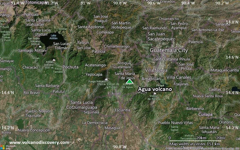 Satellite/aerial-type map of Agua volcano (local scale small)