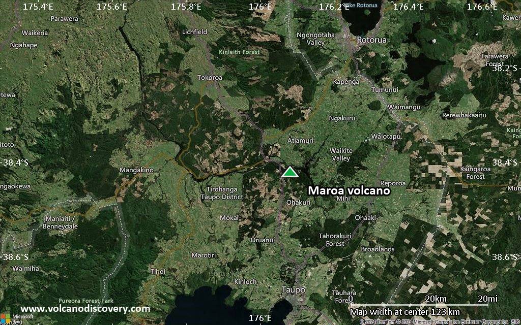 Satellite/aerial-type map of Maroa volcano (local scale small)