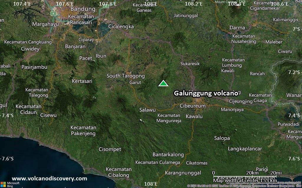 Satellite/aerial-type map of Galunggung volcano (local scale small)
