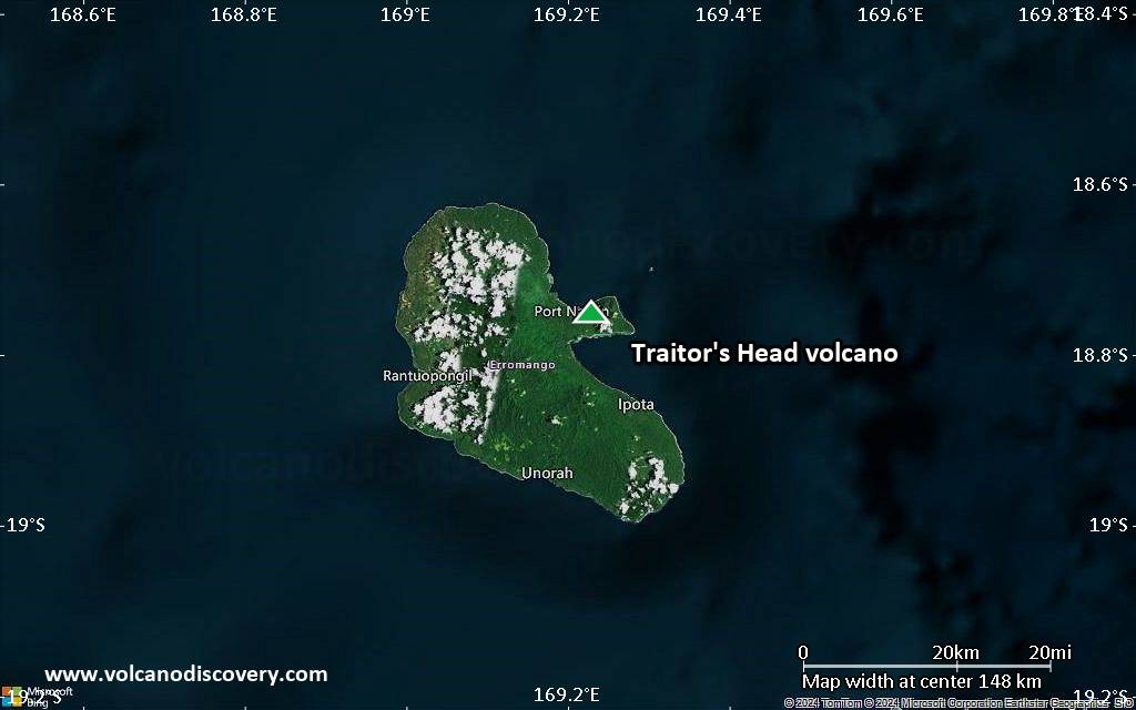 Satellite/aerial-type map of Traitor's Head volcano (local scale small)