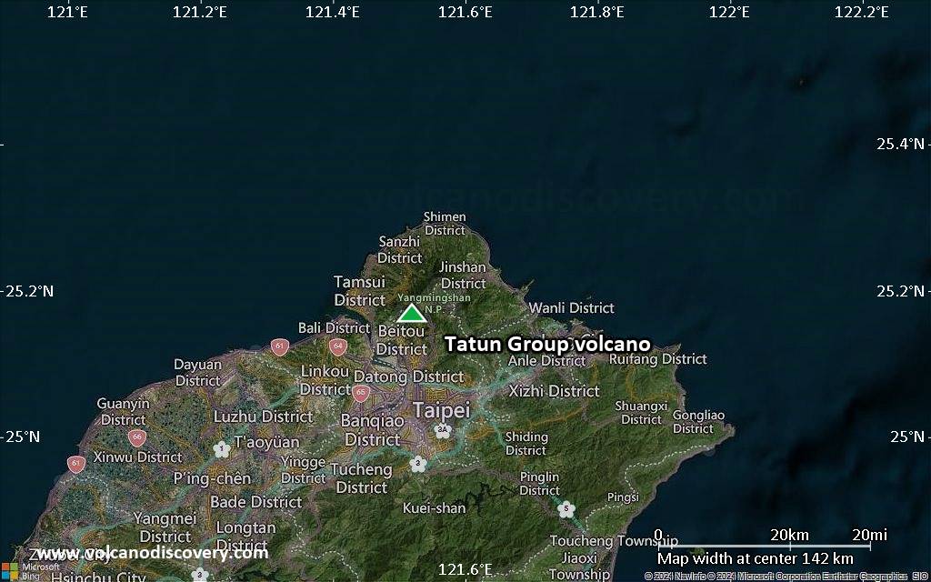 Satellite/aerial-type map of Tatun Group volcano (local scale small)