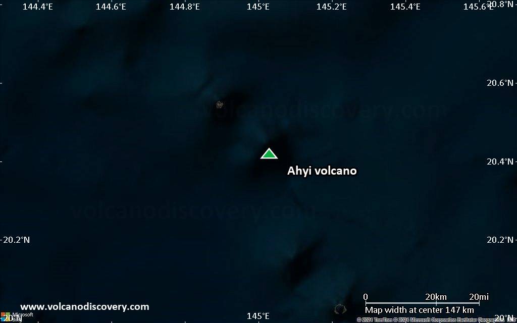 Satellite/aerial-type map of Ahyi volcano (local scale small)