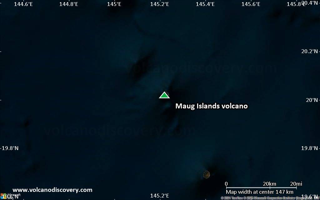 Satellite/aerial-type map of Maug Islands volcano (local scale small)