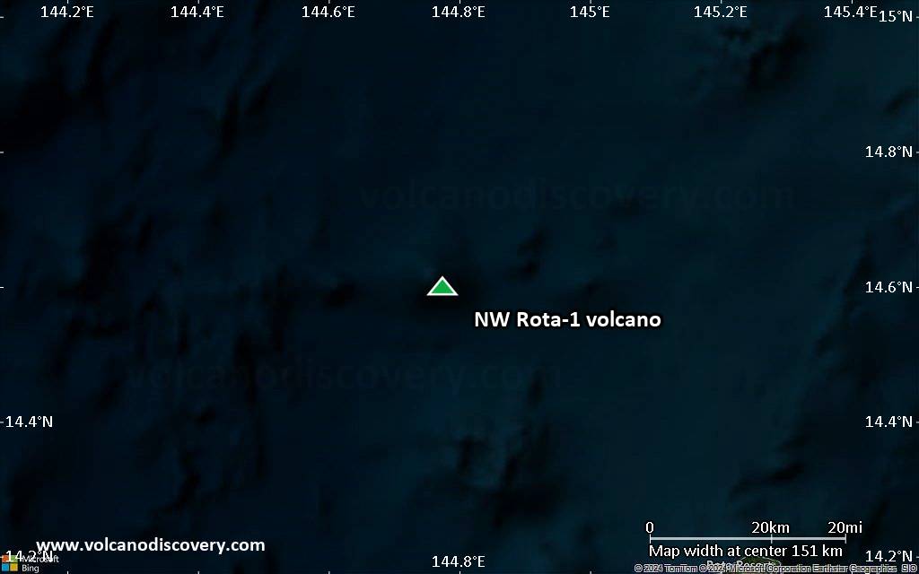 Satellite/aerial-type map of NW Rota-1 volcano (local scale small)