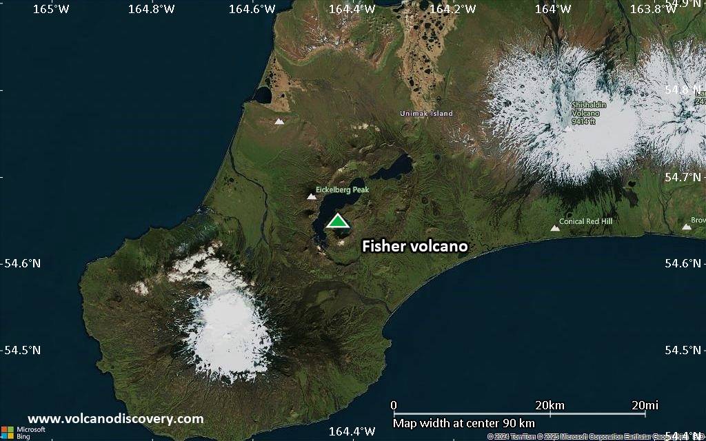 Satellite/aerial-type map of Fisher volcano (local scale small)