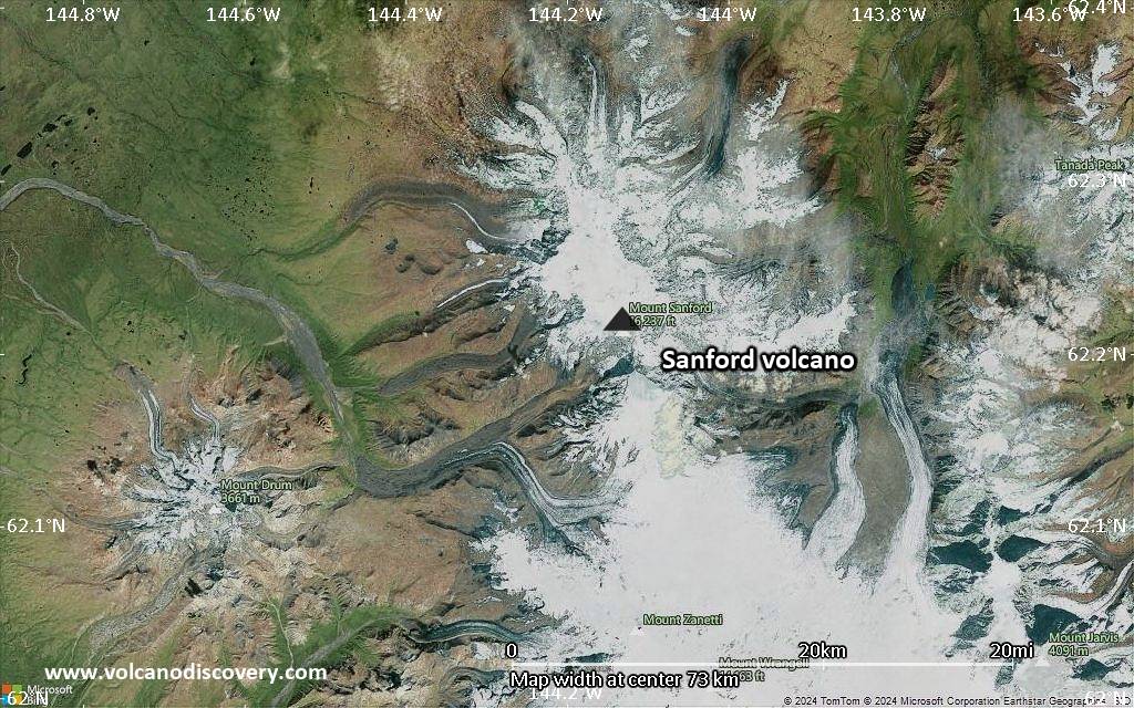 Satellite/aerial-type map of Sanford volcano (local scale small)