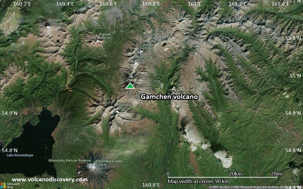 Satellite/aerial-type map of Gamchen volcano (local scale small)