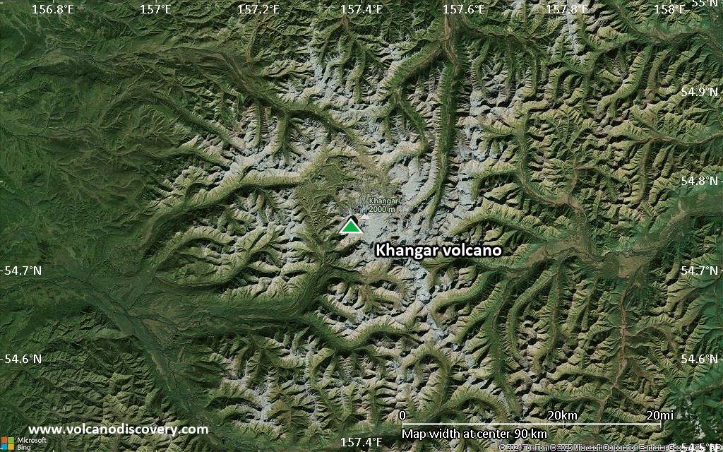 Satellite/aerial-type map of Khangar volcano (local scale small)