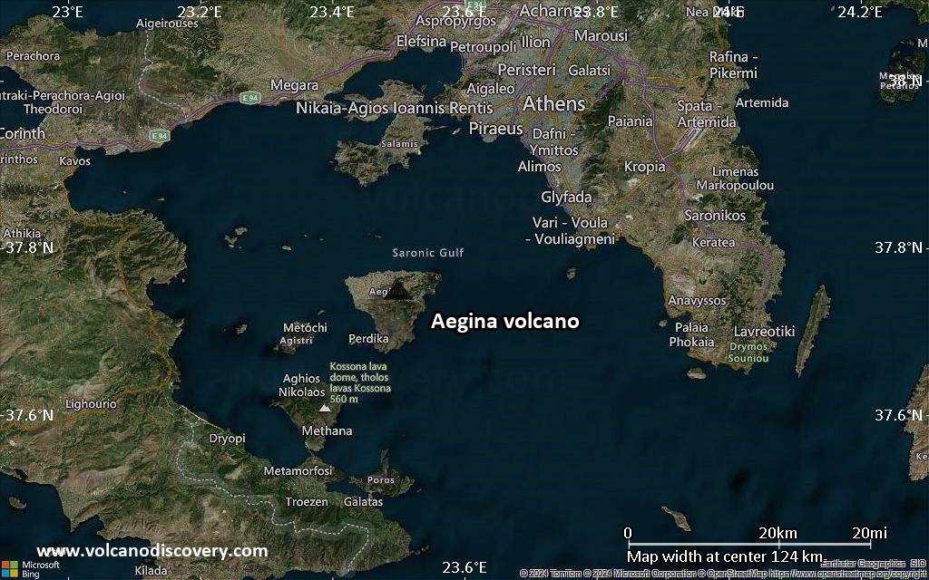 Satellite/aerial-type map of Aegina volcano (local scale small)