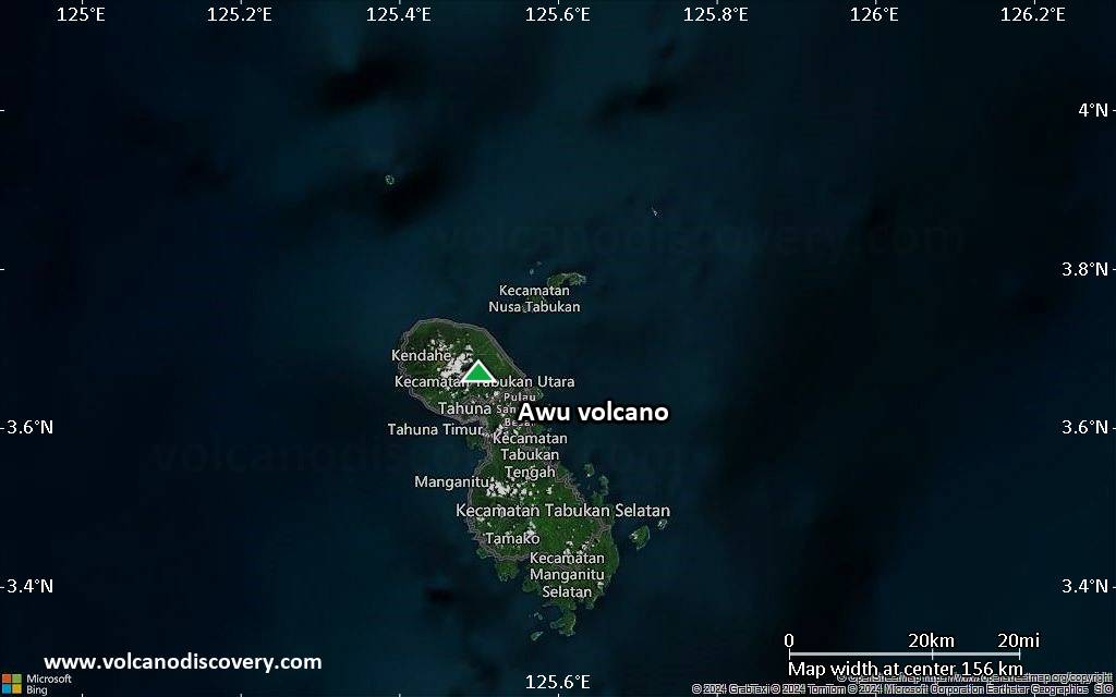 Satellite/aerial-type map of Awu volcano (local scale small)
