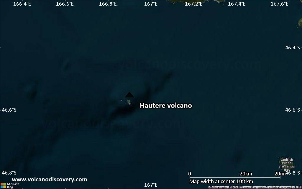 Satellite/aerial-type map of Hautere volcano (local scale small)