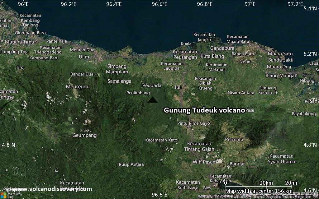 Satellite/aerial-type map of Gunung Tudeuk volcano (local scale small)