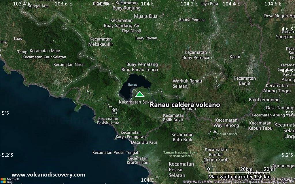 Satellite/aerial-type map of Ranau caldera volcano (local scale small)