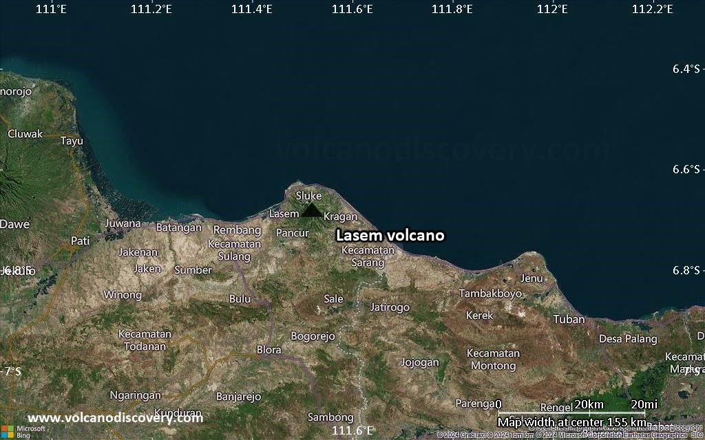 Satellite/aerial-type map of Lasem volcano (local scale small)