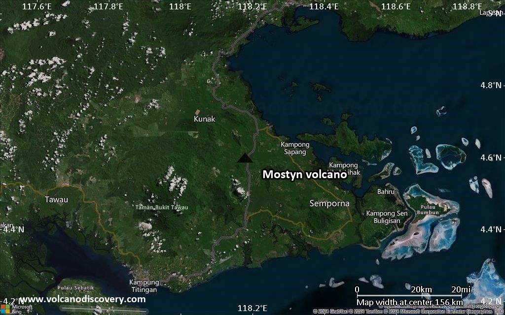 Satellite/aerial-type map of Mostyn volcano (local scale small)