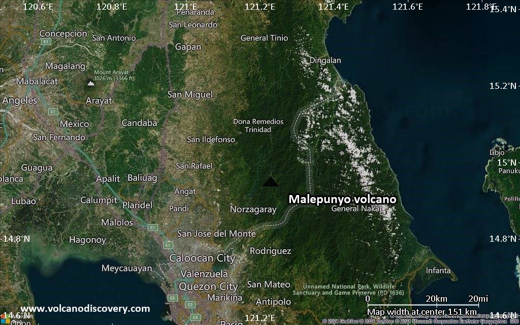 Satellite/aerial-type map of Malepunyo volcano (local scale small)