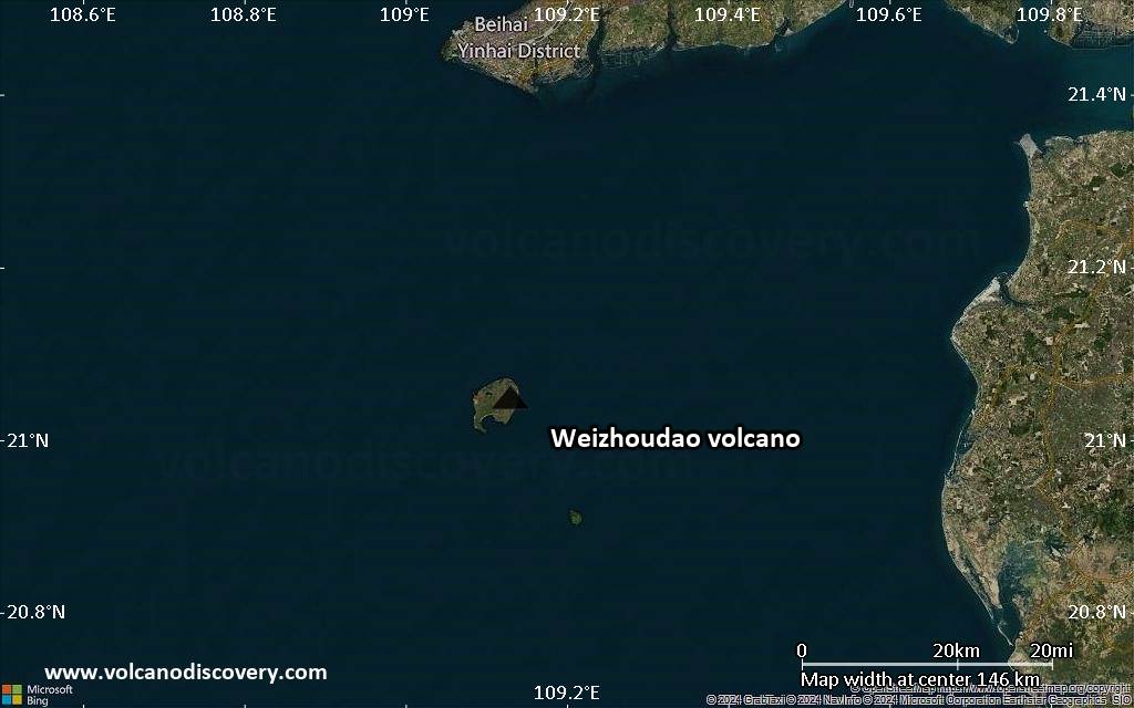 Satellite/aerial-type map of Weizhoudao volcano (local scale small)