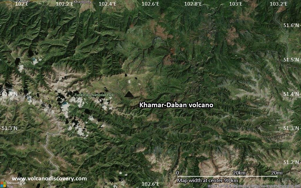 Satellite/aerial-type map of Khamar-Daban volcano (local scale small)