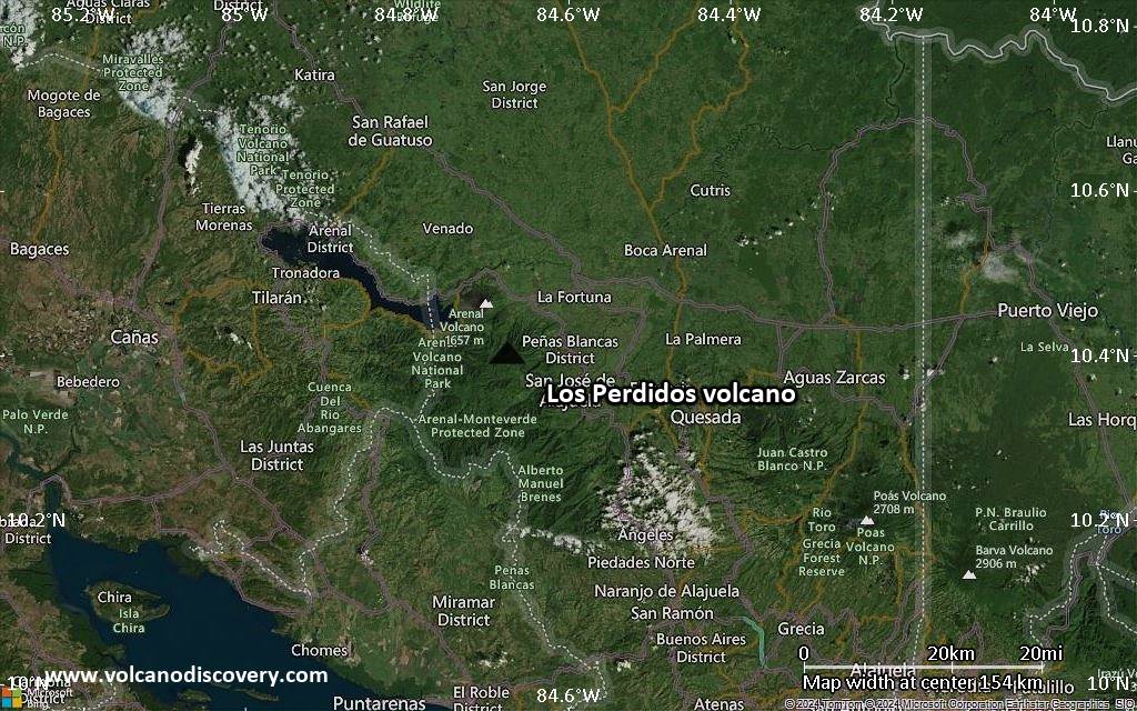 Satellite/aerial-type map of Los Perdidos volcano (local scale small)