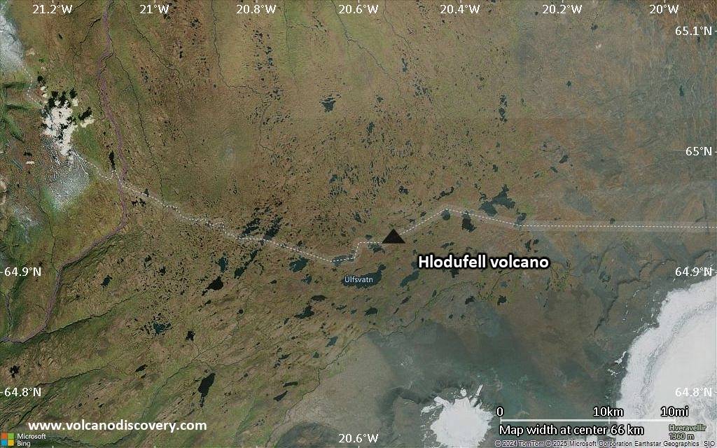 Satellite/aerial-type map of Hlodufell volcano (local scale small)