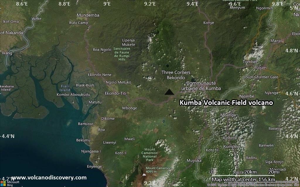 Satellite/aerial-type map of Kumba Volcanic Field volcano (local scale small)