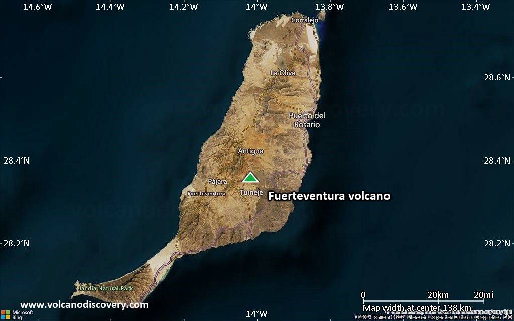 Satellite/aerial-type map of Fuerteventura volcano (local scale small)