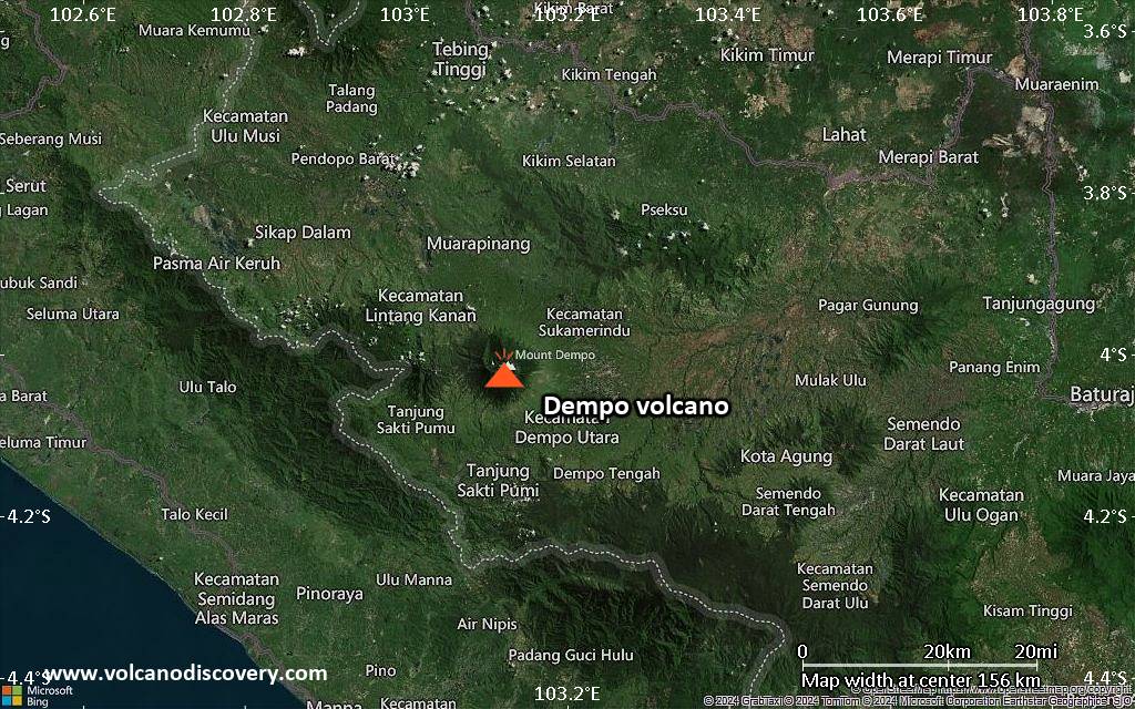 Satellite/aerial-type map of Dempo volcano (local scale small)