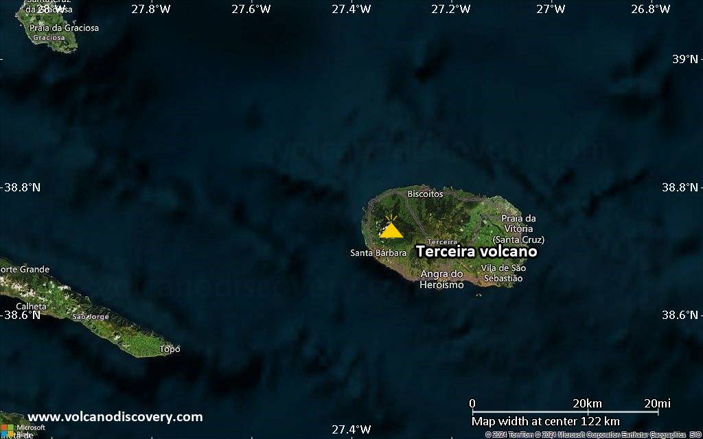 Satellite/aerial-type map of Terceira volcano (local scale small)