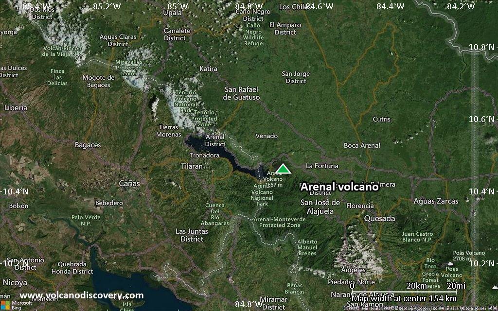Satellite/aerial-type map of Arenal volcano (local scale small)