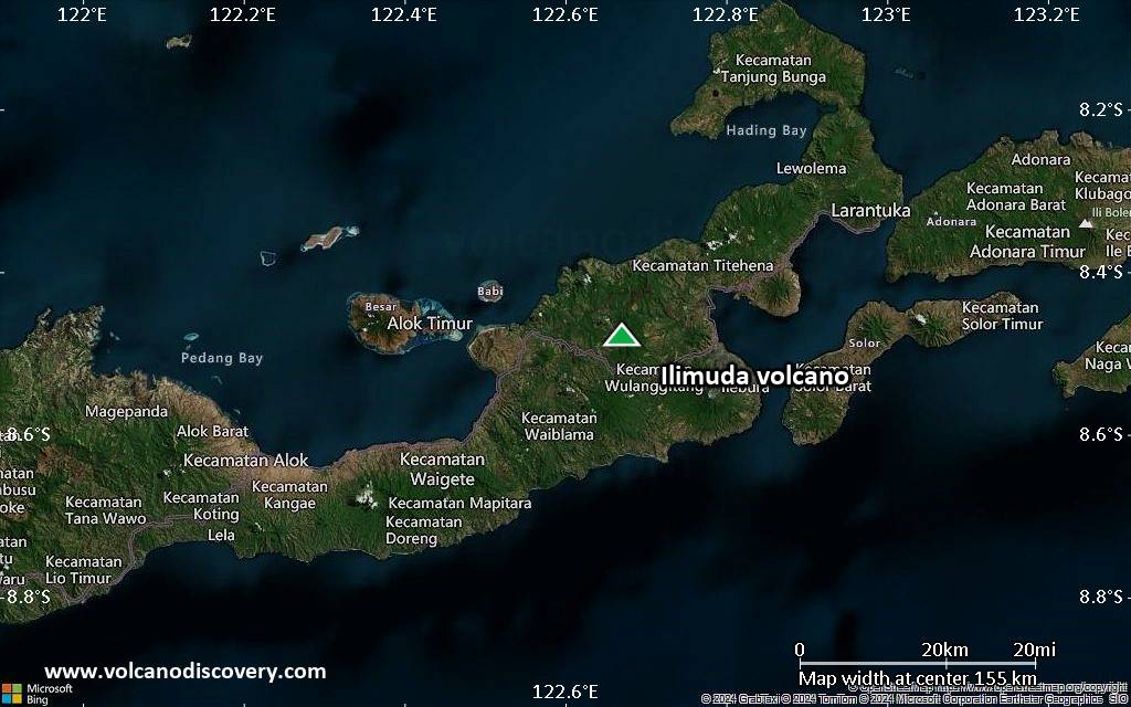 Satellite/aerial-type map of Ilimuda volcano (local scale small)
