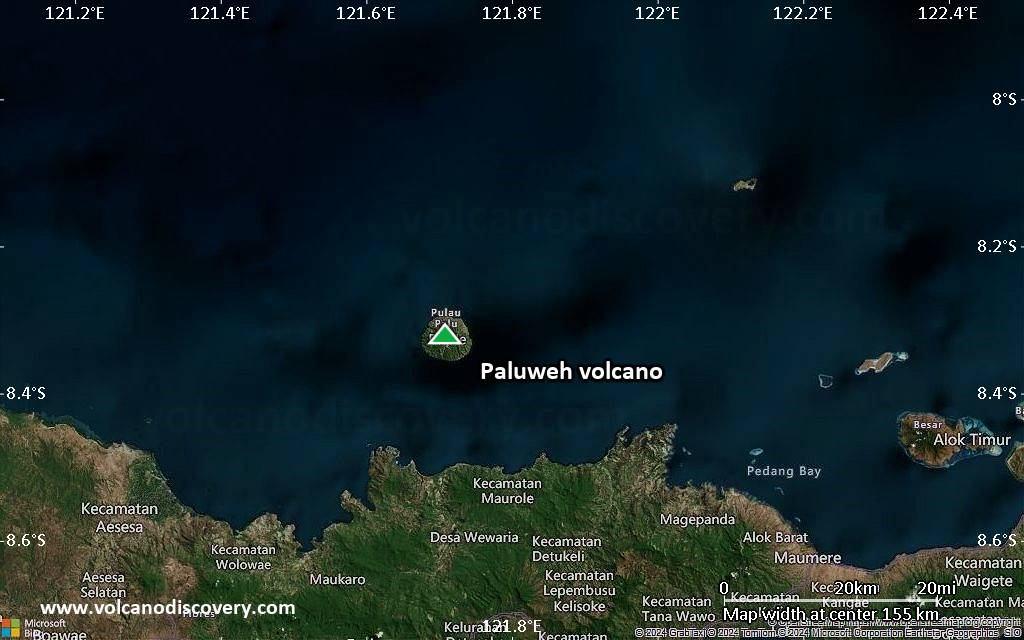 Satellite/aerial-type map of Paluweh volcano (local scale small)