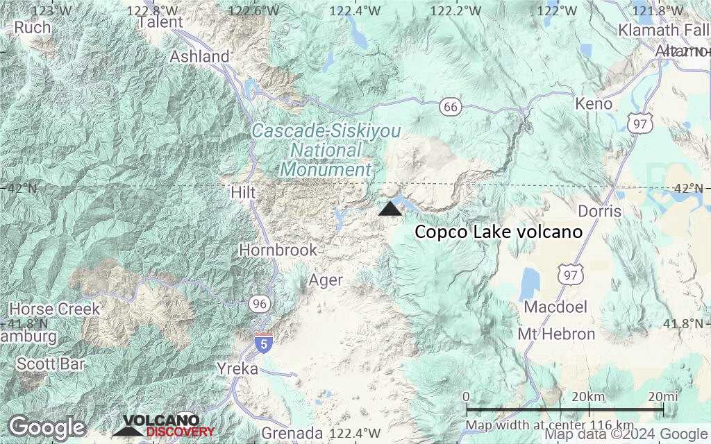 Terrain-type map of Copco Lake volcano (local scale small)