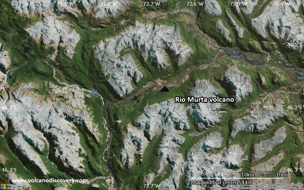Satellite/aerial-type map of Rio Murta volcano (scale of 10s of km)