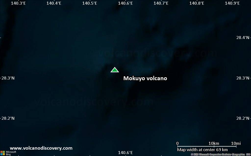 Satellite/aerial-type map of Mokuyo volcano (scale of 10s of km)