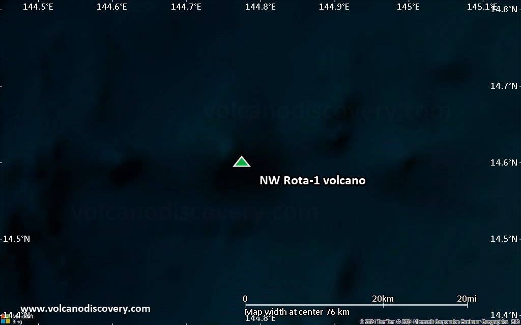 Satellite/aerial-type map of NW Rota-1 volcano (scale of 10s of km)
