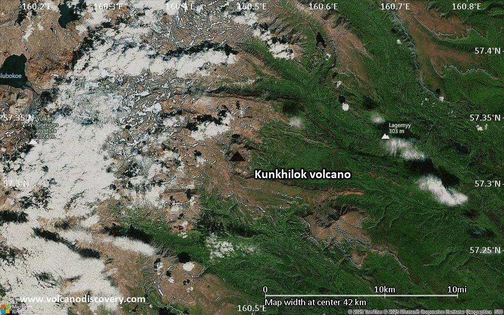 Satellite/aerial-type map of Kunkhilok volcano (scale of 10s of km)