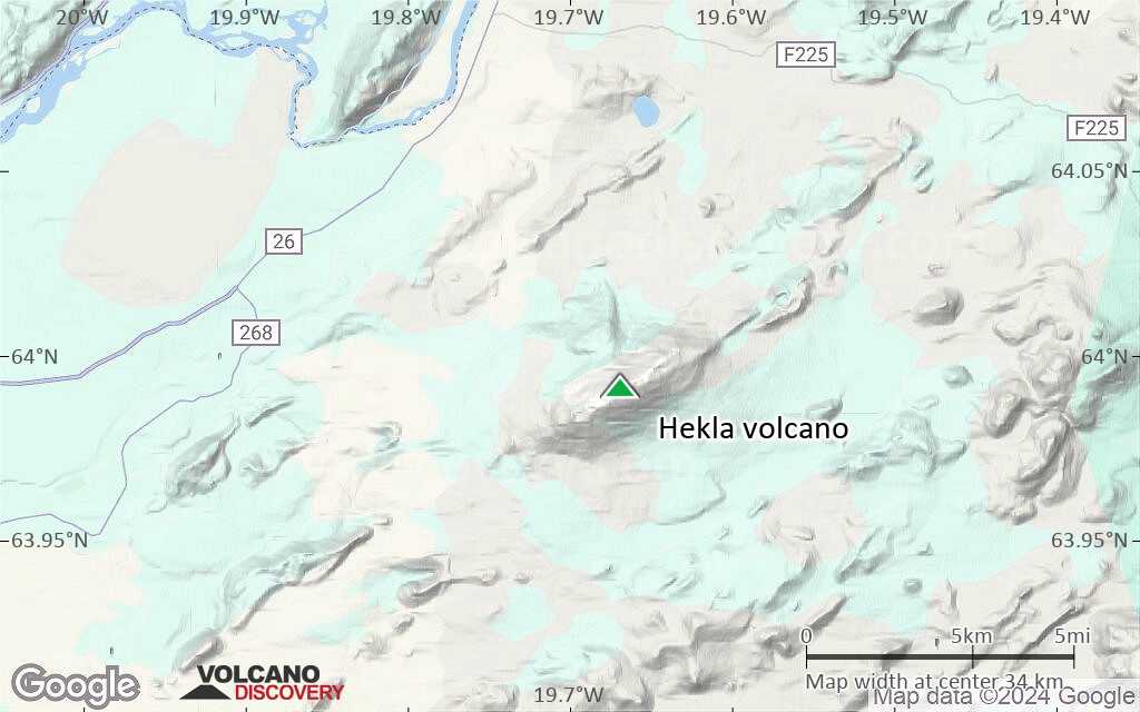 Terrain-type map of Hekla volcano (scale of 10s of km)