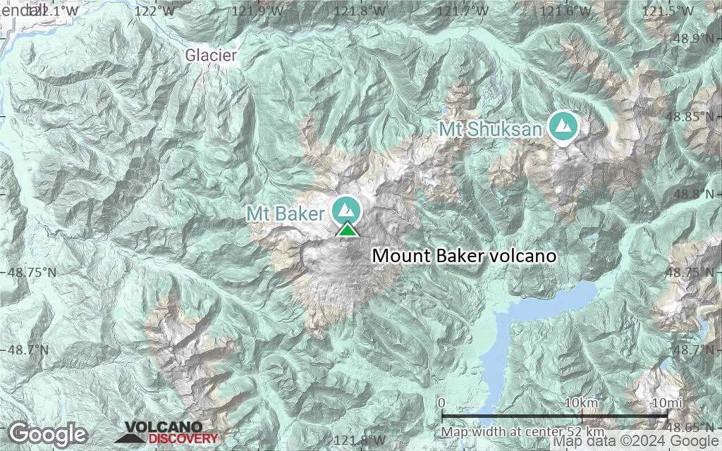 Terrain-type map of Mount Baker volcano (scale of 10s of km)