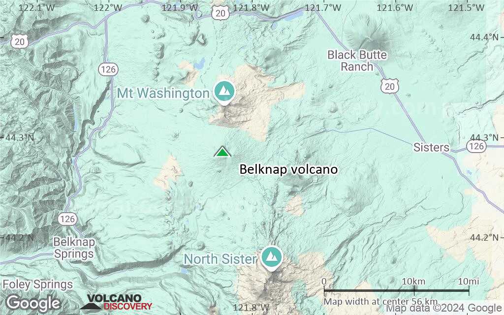 Terrain-type map of Belknap volcano (scale of 10s of km)