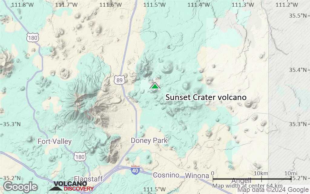 Terrain-type map of Sunset Crater volcano (scale of 10s of km)